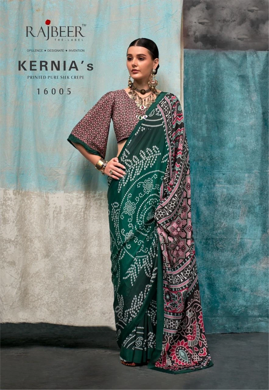 Rajbeer Kernia’S Pure Crape Wholesale Fancy Sarees Catalog — Wholesale Sarees, MPA wholesale from Surat — view 11